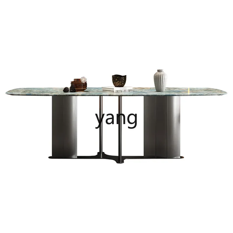 XYY minimalist dining table natural marble rectangular large apartment family dining table and chairs