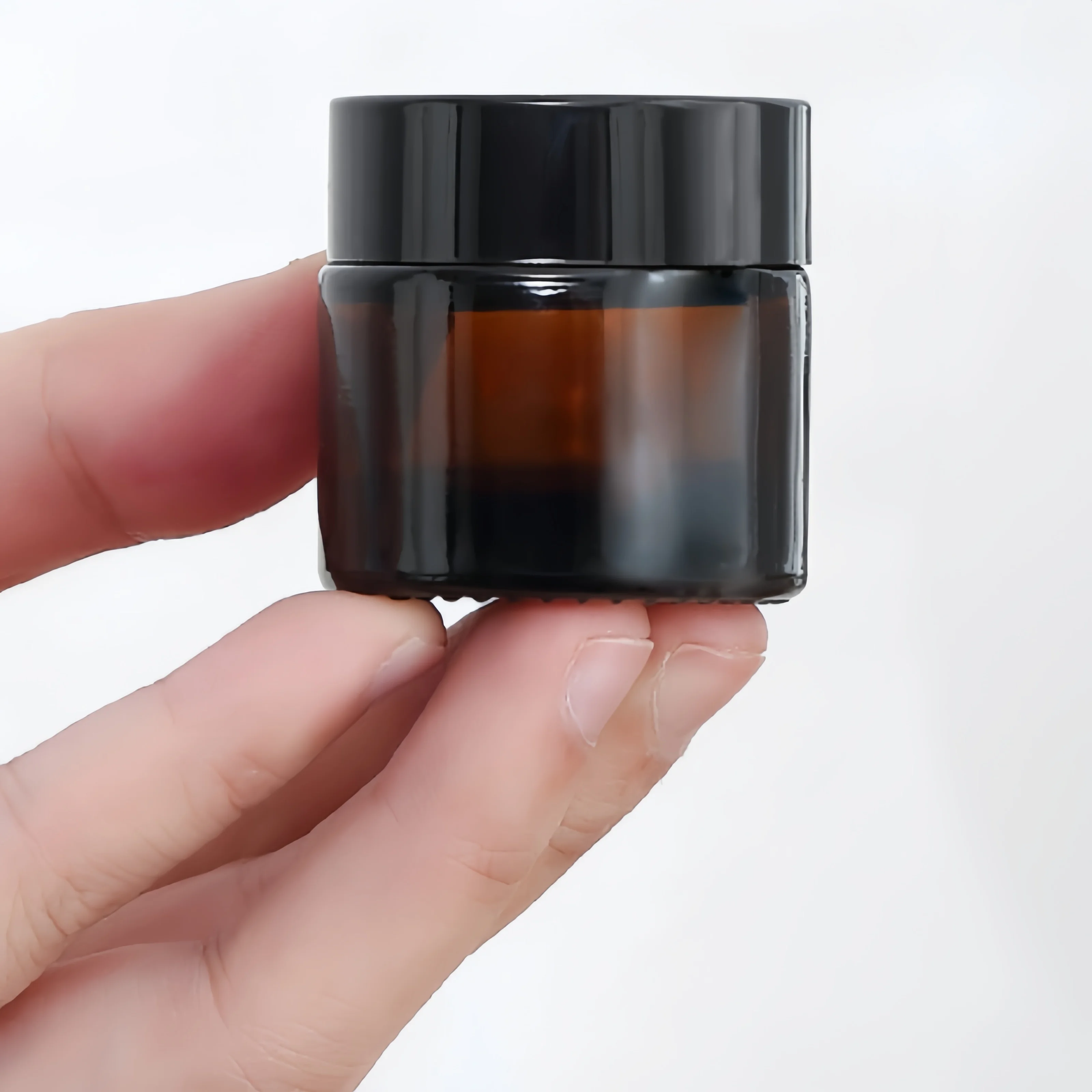 10pcs Thick Round Amber Glass Jars Pot Portable Face Cream Jars Travel Body Cream Refillable Makeup Sample Cosmetics Container