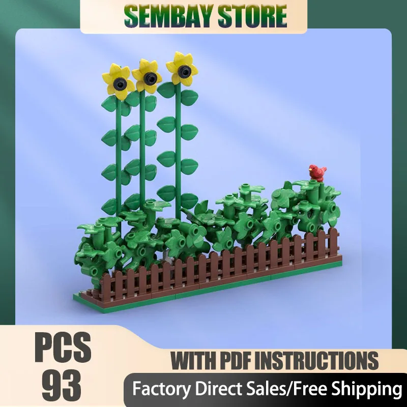 

Moc Building Bricks Модульная садовая живой изгороди с подсолнухами Модель Технологические блоки Рождественская игрушка «сделай сам» Строительство Праздничные подарки