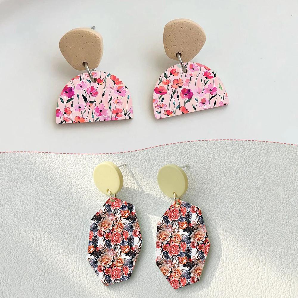 พิมพ์ลายดอกไม้เล็กๆต่างหูเซรามิคนุ่มละลายน้ําได้สติกเกอร์แบบใช้แล้วทิ้งสําหรับเครื่องประดับ DIY ทํารูปลอก 2025