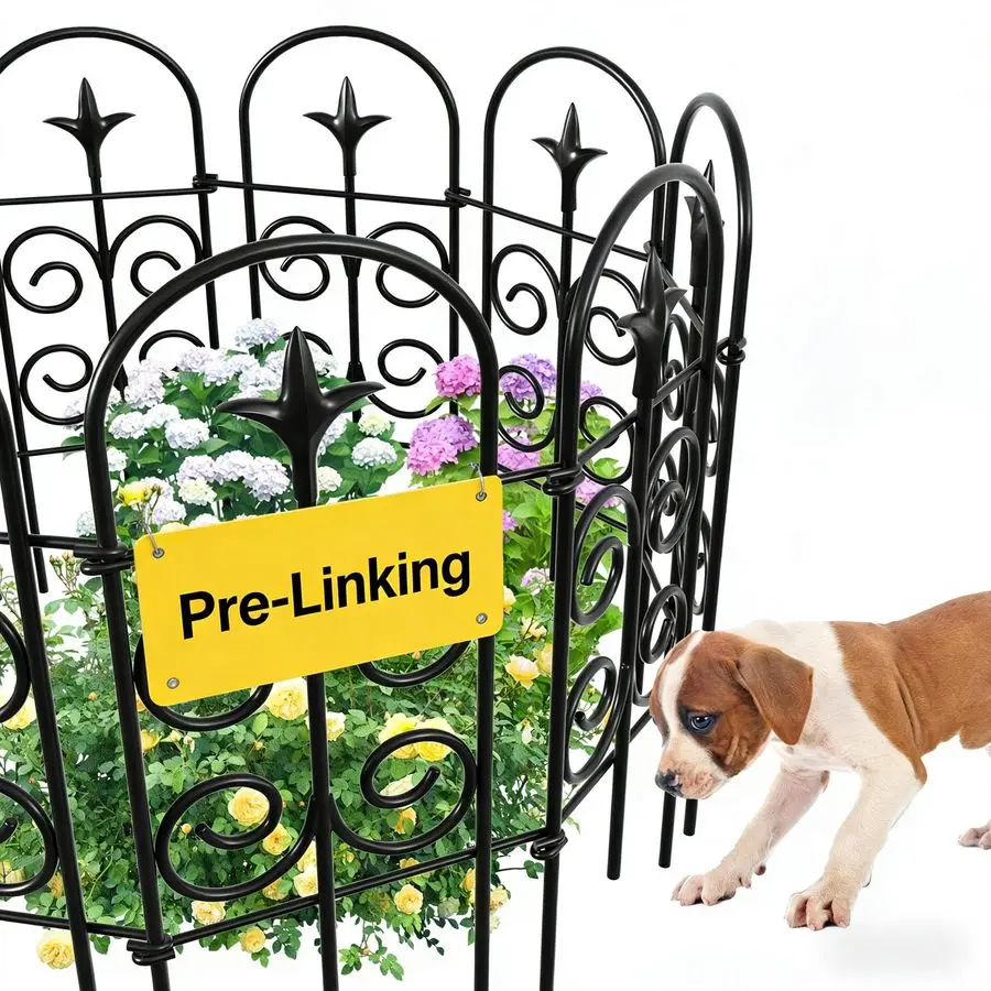 8 Paneles de Cerca Decorativa para Jardín de 32 pulgadas de alto y 10 pies de largo, sin necesidad de excavación, de metal inoxidable, paneles de cerca preenlazados, borde para jardín, barrera para animales