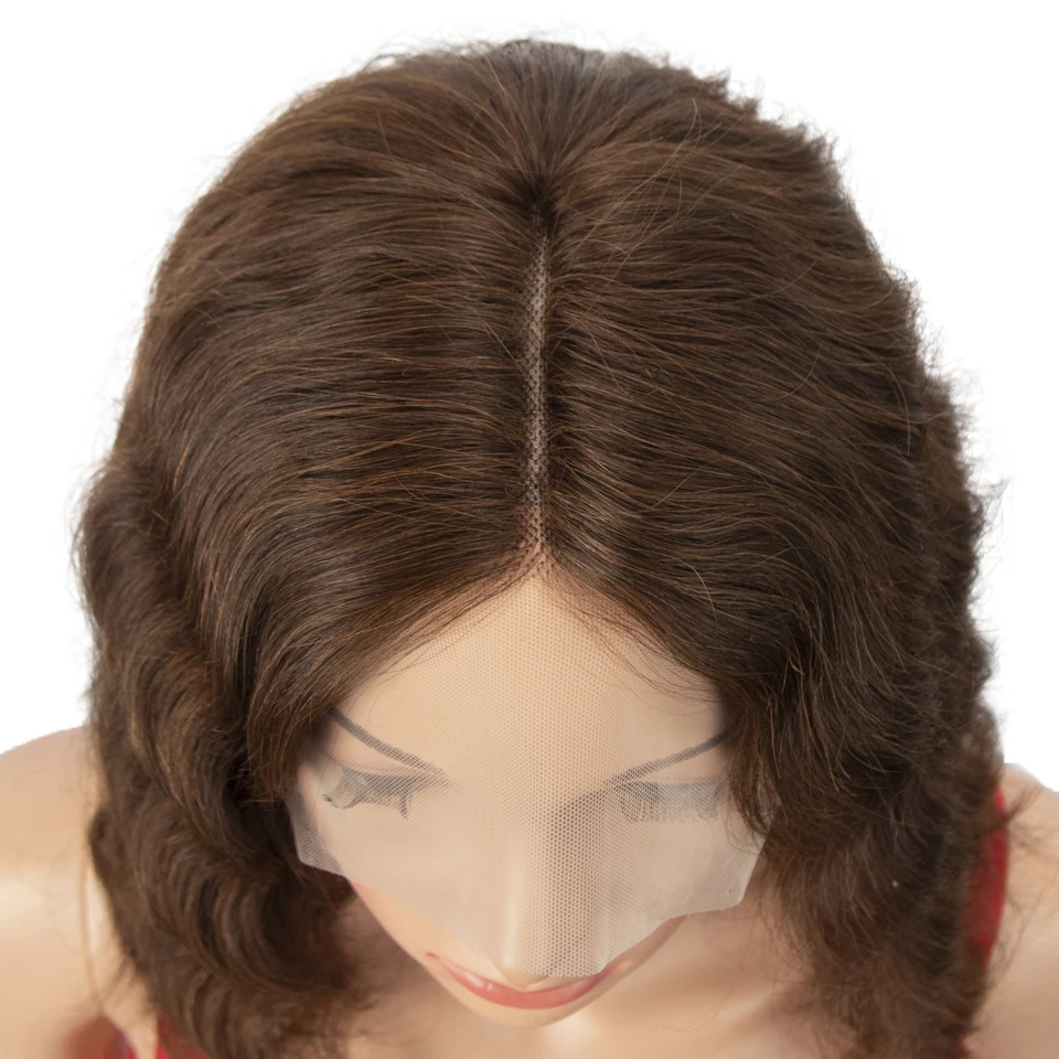 Perruque Bob Lace Front Wig naturelle ombrée rouge, cheveux courts élégants, 13x6x1, balayage coloré, P4/30