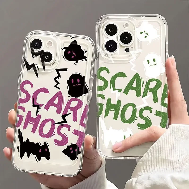 Ins Cute Scare Ghost Creative Fashion For iPhone Case 16 15 14 13 12 11 Pro XR XS Max 7 8 Plus Shockproof Phone Y2K Kawaii Cover