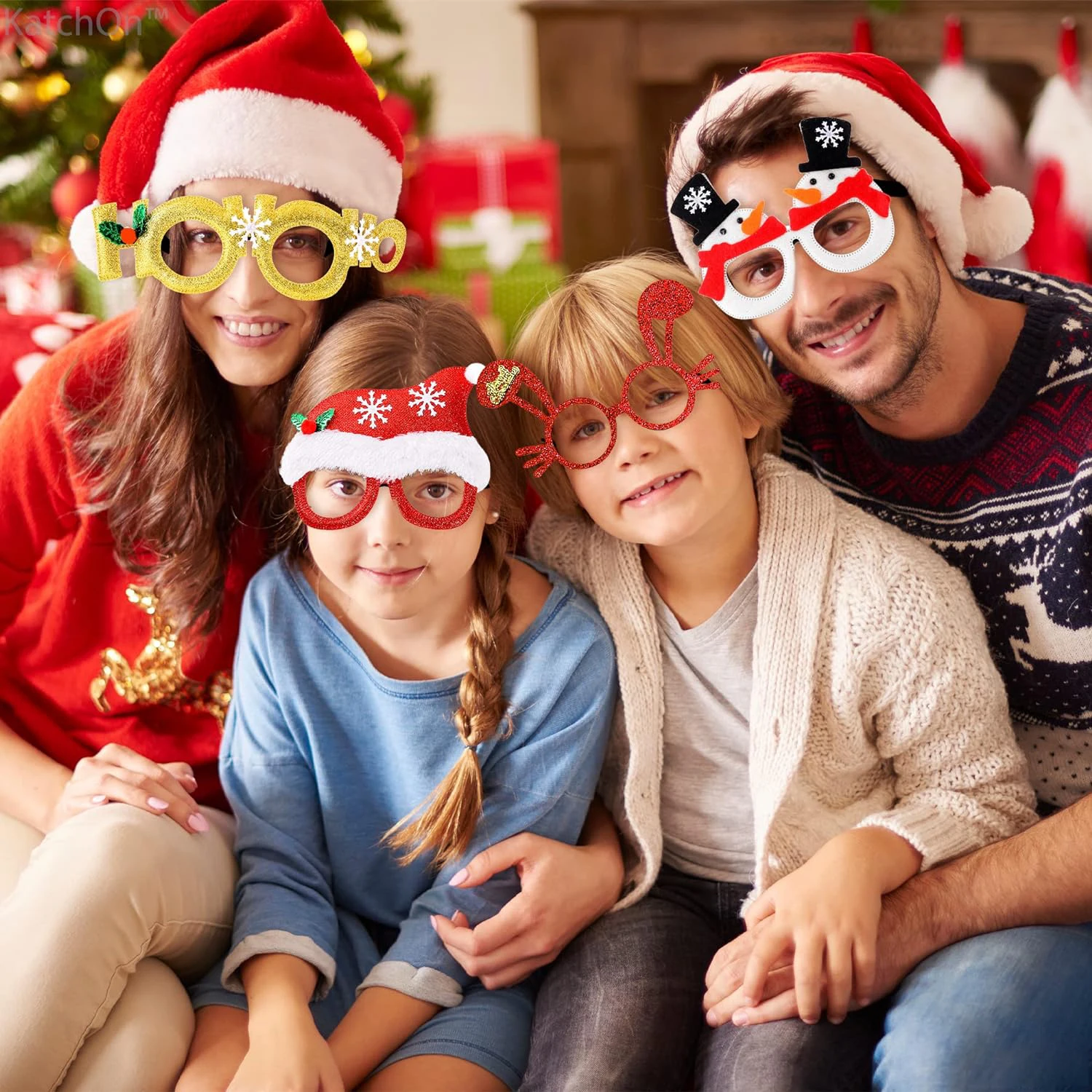 Christmas Glasses Frame Glitter Xmas Party Eyeglasses Christmas Costume Glasses Eyewear Party Favors Decorations for Kids