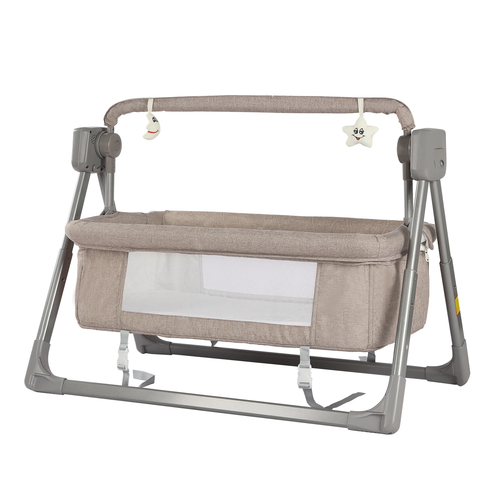 Portable Baby Bassinet, Bluetooth Music, Adjustable Vibrations, Stable Aluminum Frame, Easy Setup