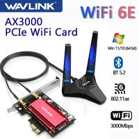 Wavlink AX3000 PCIe WiFi Adapter Wi-Fi 6E Tri-Band Bluetooth 5.2 Network Card Up to 3000Mbps For Desktop PC Windows 11/10(64bit)