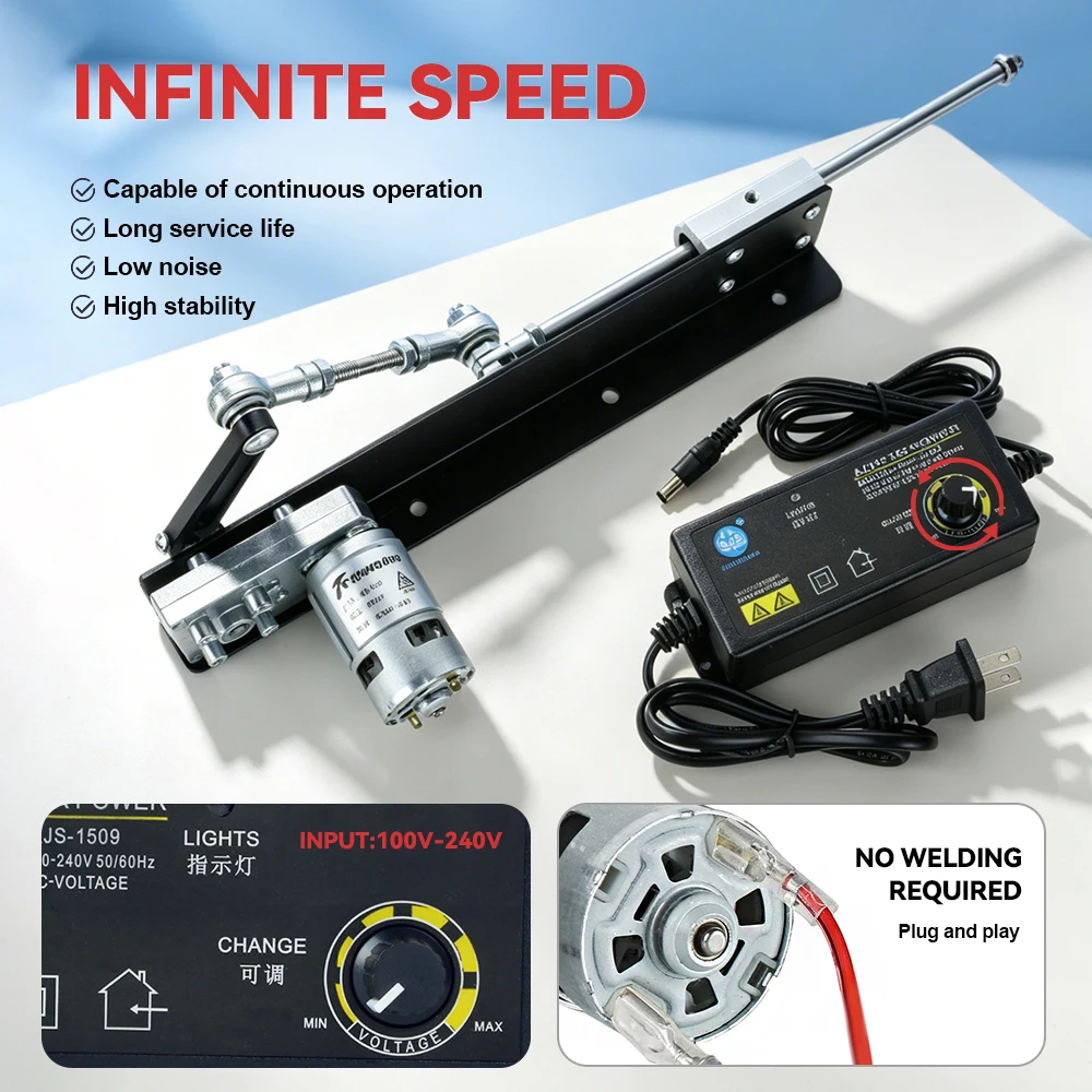 TUNGFULL DC Linear Actuator Motor 3-15CM Telescopic Push Rod Reciprocating Cycle for DIY Swing Equipment Industrial Prototype