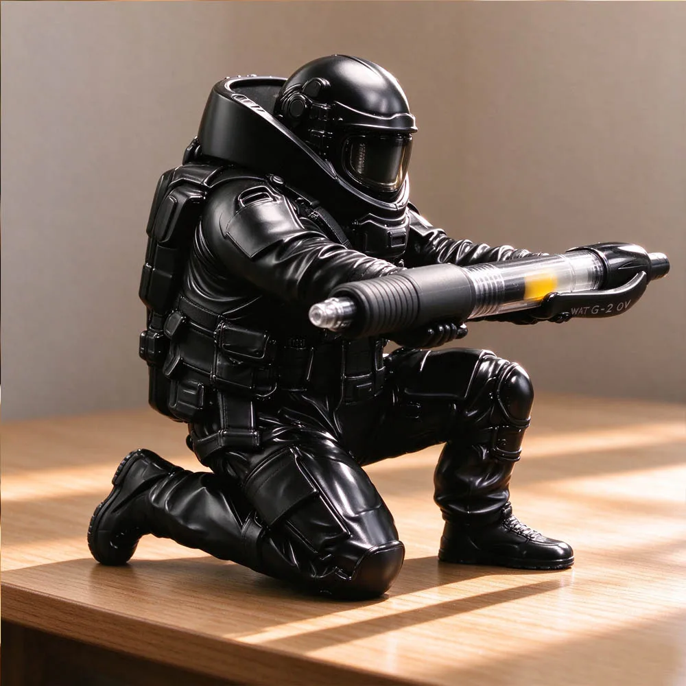 Stifthalter 3D-Gedruckter Mittelalterlicher Ritter Schwarz-Silber Krieger-Statue Schreibtisch-Organizer Kreative Büro-Schreibtischdekoration Schreibwaren-Geschenk – Detail 9