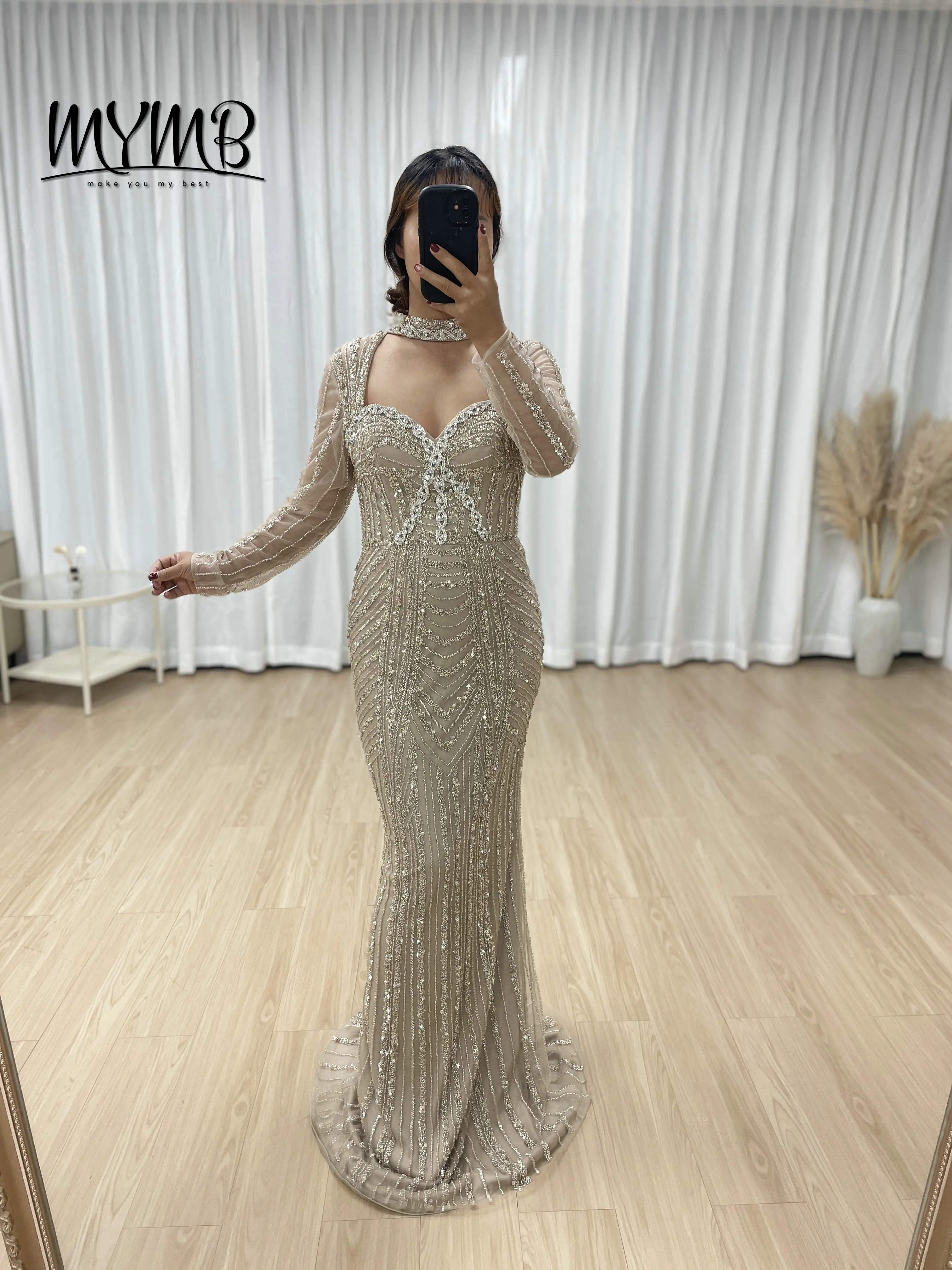 MYMB Gorgeous Dubai Luxury Couture Evening Gown Suitable for Banquet Sexy Slit Embellished Exquisite Embroidery Beaded MB40331