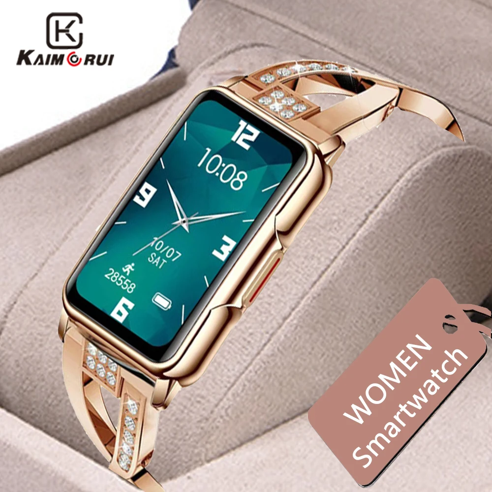 Kaimorui dames smart watch vrouwen luxe diamant horloges hartslagmeter fitness tracker smartwatch voor huawei xiaomi telefoon