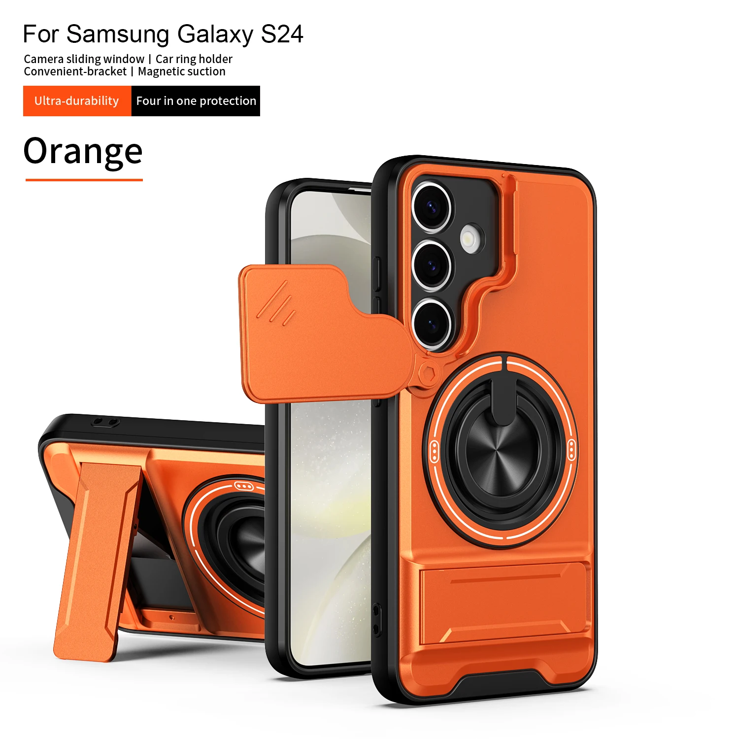 For Samsung S24 Case Galaxy S24+Plus Cover S24 FE Phone Case Magsafe Magnetic Fold Holder Military Armor Camera Protection Cover
