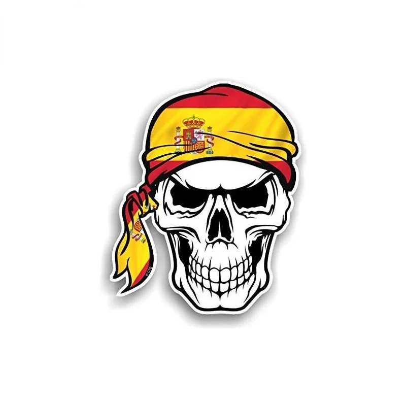 Bull Skull Sticker With Flag Badge Brand Car Sticker Decal Decor For Car Motorhome Laptop Spain Motorcycle Off-road，10cm