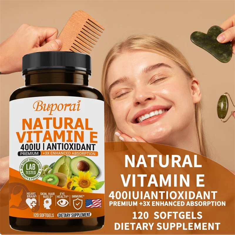 Vitamin E Supplement 30/60/120 Capsules - Anti-Aging, Wrinkle Reduction, Whitening, Immunity Boost - Beauty & Skincare