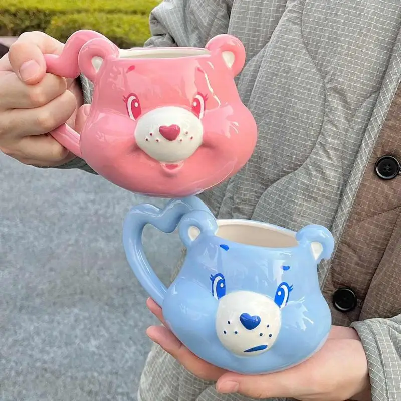 Kawaii Cartoon Care Bears Creative Large Capacity Coffee Cup Ceramic Cup High-Quality Desktop Ornaments Collection Love Bear Cup