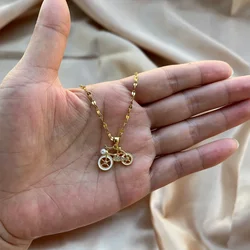 Pedal Bike Bicycle Necklace Women Girls Boys Gold Color Stainless Steel Pendant Trendy Party Jewelry Sports Cyclists Lover Gift