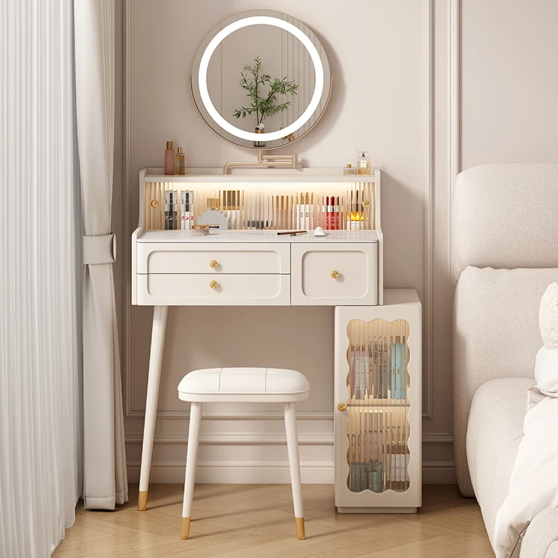 

Led Aesthetic Jewelry Vanity Tables Girls Makeup White Drawer Vanity Tables Bedroom Mirror Cheap Schmink Tisch Home Furniture
