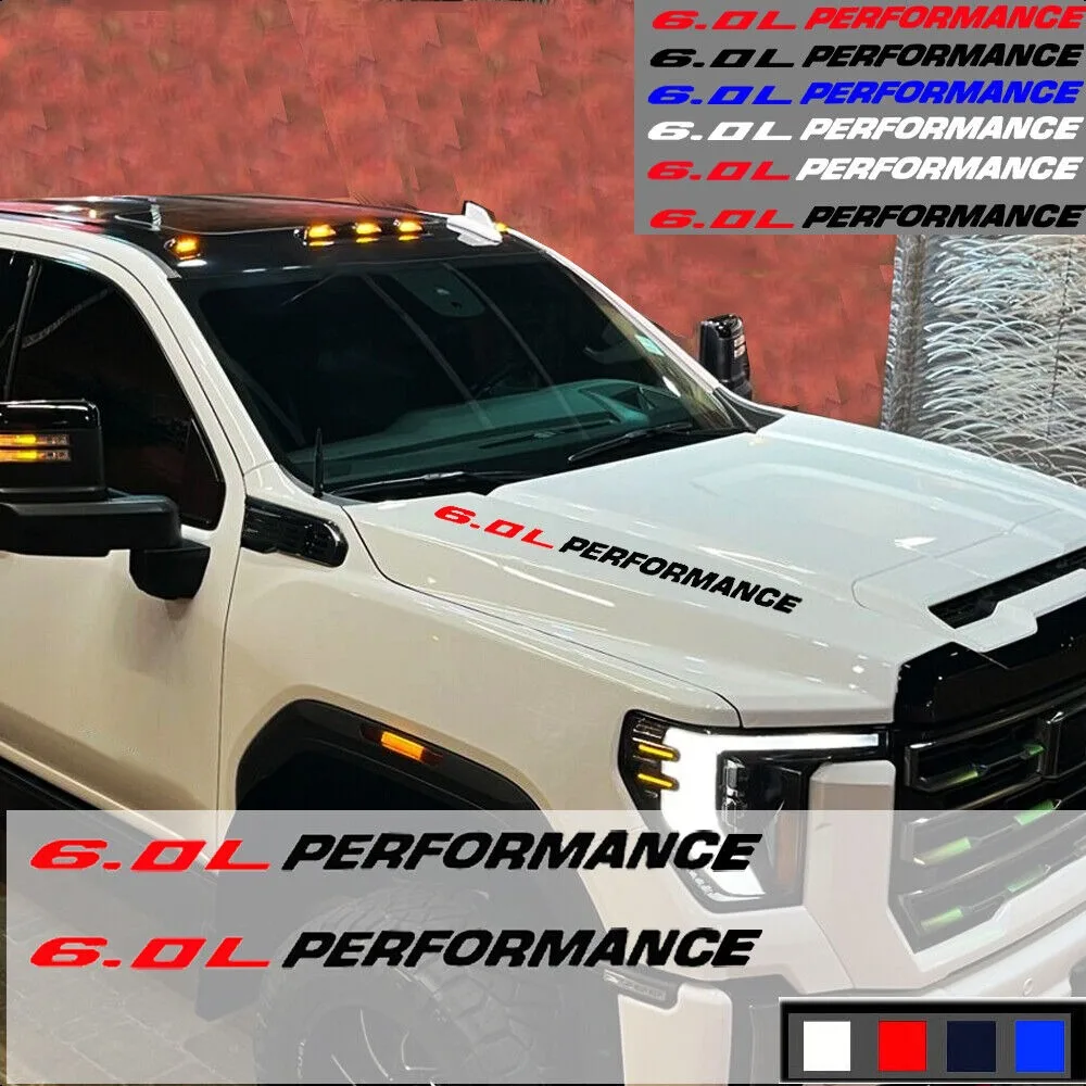 

Car Hood Decal Emblem Car Stickers 6.0L PERFORMANCE For Chevy Silverado 1500 2500 GMC 2500 Accessories 2Pcs