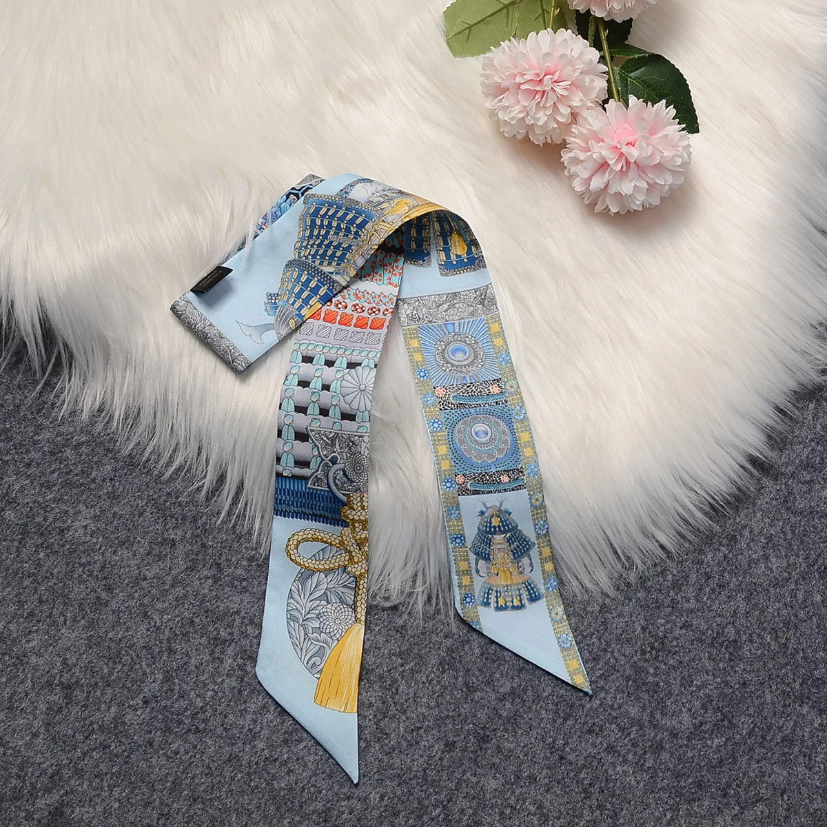 2022 Popular Headscarf 100% Silk Scarf Women Luxury Natural Silk Hair Band Bags Scarves Foulard Fashion Neckerchief Headband