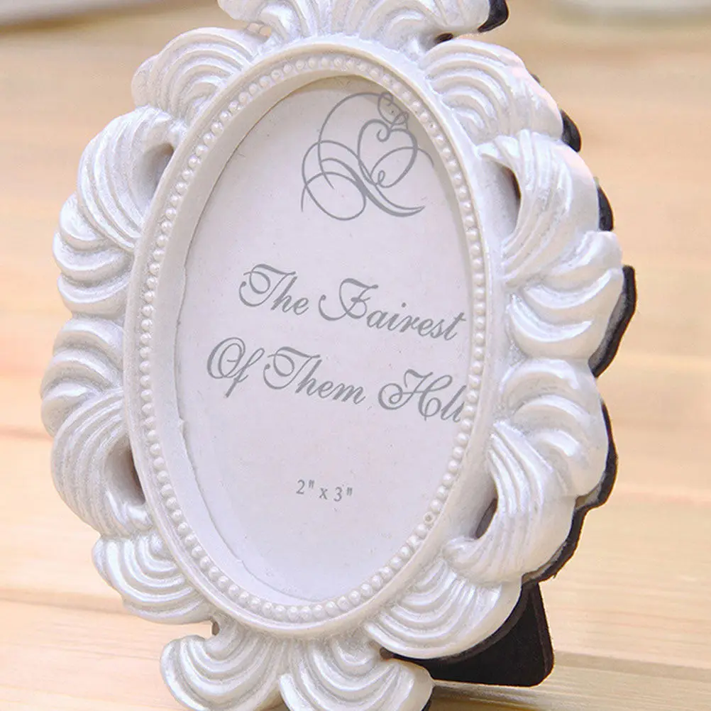 2Pcs Oval Photo Frame Baroque Style Retro Creative Picture Holder Black White Desktop Ornament for Home Bedroom Living Room