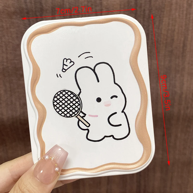 Cartoon Cute Rabbit Folding Clamshell Mirror Makeup Mirror With Comb Portable Creative For Women Girls Handheld Mirror
