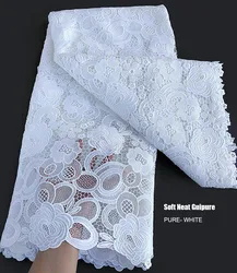 5 yarde bianco puro morbido pizzo Guipure africano di alta qualità pianura nero coppia cavo pizzo Cupion tessuto per signore signori vestito