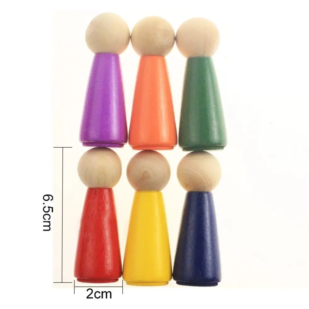 Geschenk Mensen Figuren Pop Montessori Speelgoed Gemonteerd Huis Educatief Speelgoed Bouwstenen Regenboog Kleur Peg Poppen Puzzels Speelgoed