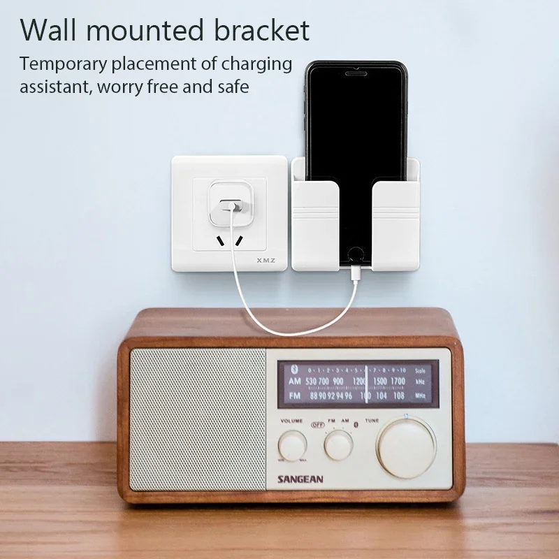 3 قطع جدار جبل حامل هاتف الأبيض لكمة الحرة جدار الهواتف المحمولة شحن حامل كسول لزجة التحكم عن بعد صندوق تخزين #5