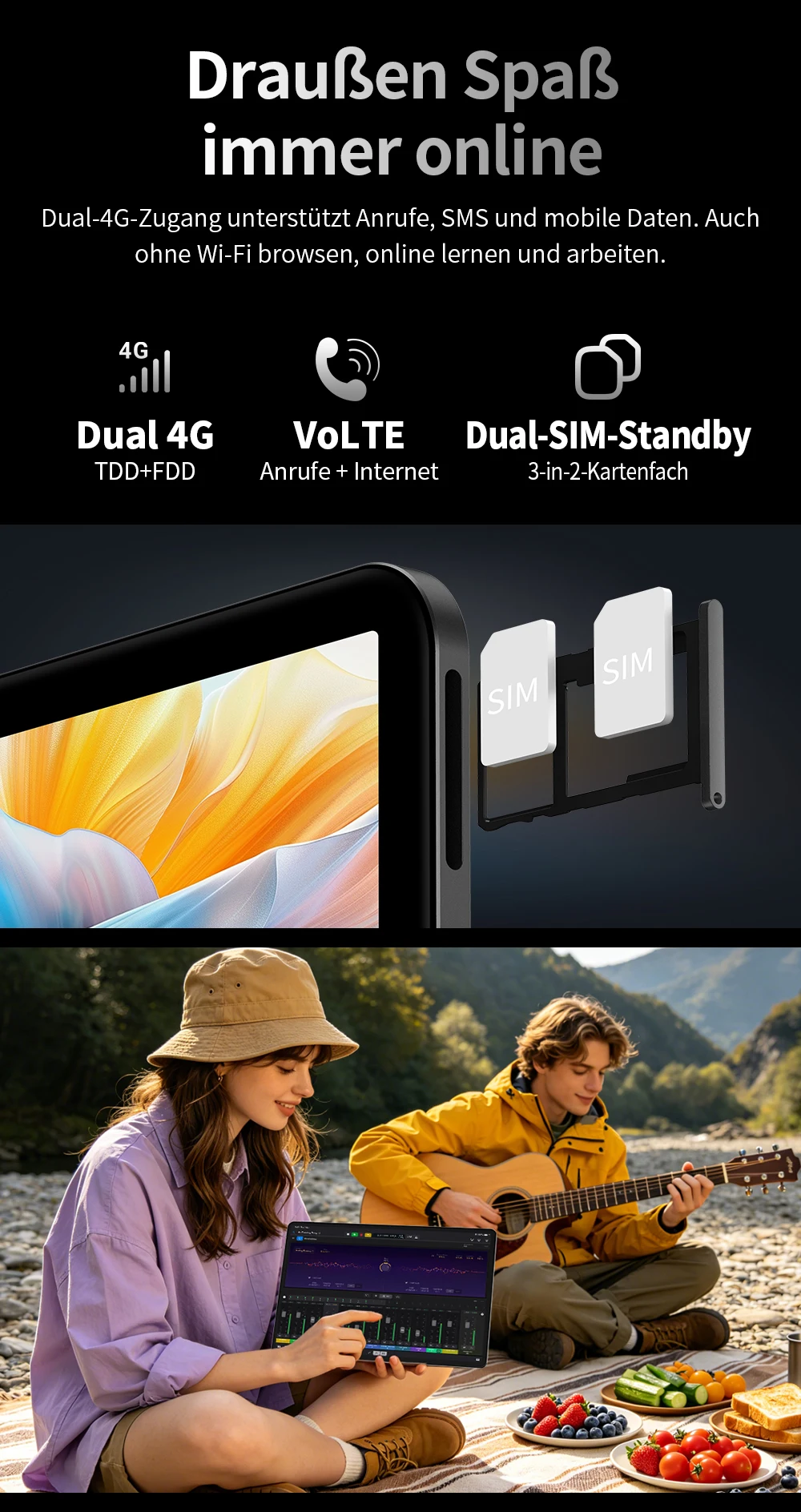 Teclast T70Pro Android 16 Tablet mit Gemini AI, 14 Zoll IPS 2240x1400 Display, G100 Octa-Core, 8GB RAM+40GB erweiterter RAM, 128GB UFS-Speicher, 1TB Micro-SD-Erweiterung, Dual-SIM 4G LTE, 10000mAh Akku, 18W PD-Ladung – Detail 12