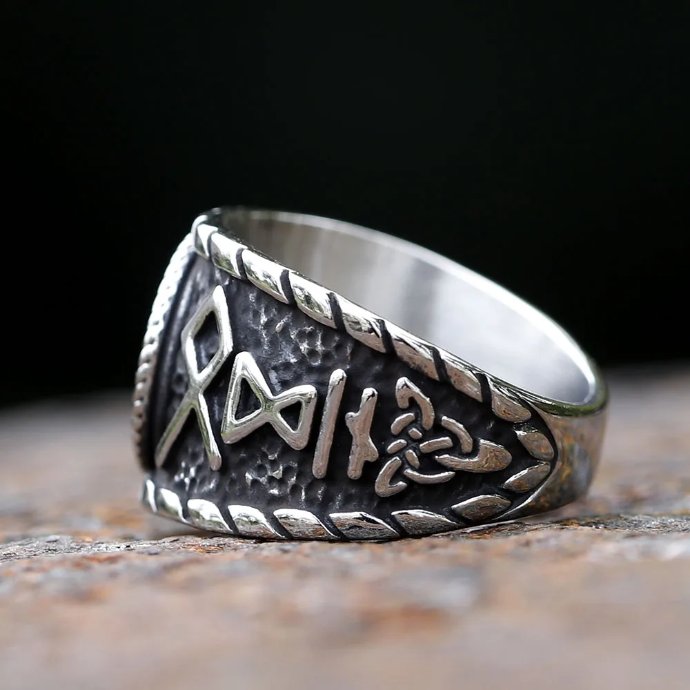 Vintage Domineering Stainless Steel Viking rune and  Vegvisir Ring For Men Boy Nordic Fashion Amulet Jewelry Gifts Dropshipping