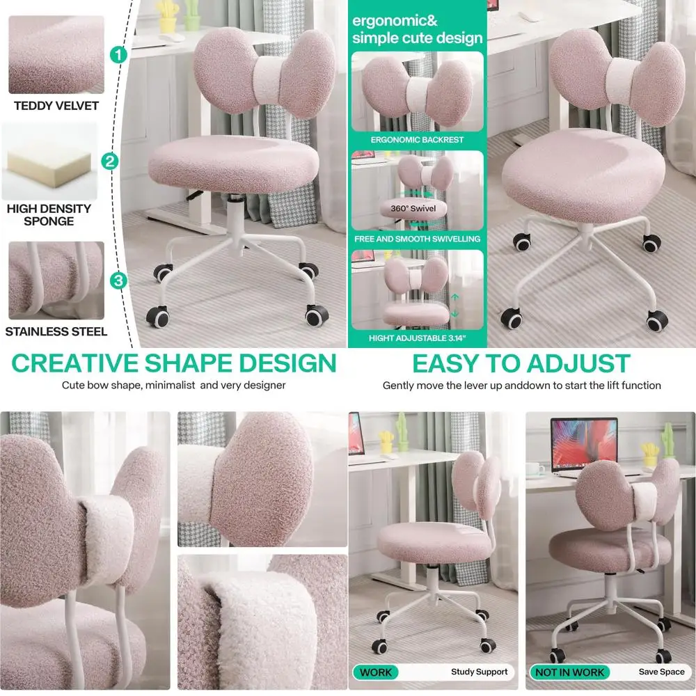 

Розовое бархатное кресло на колесиках для дома, офиса, косметической комнаты и спальни