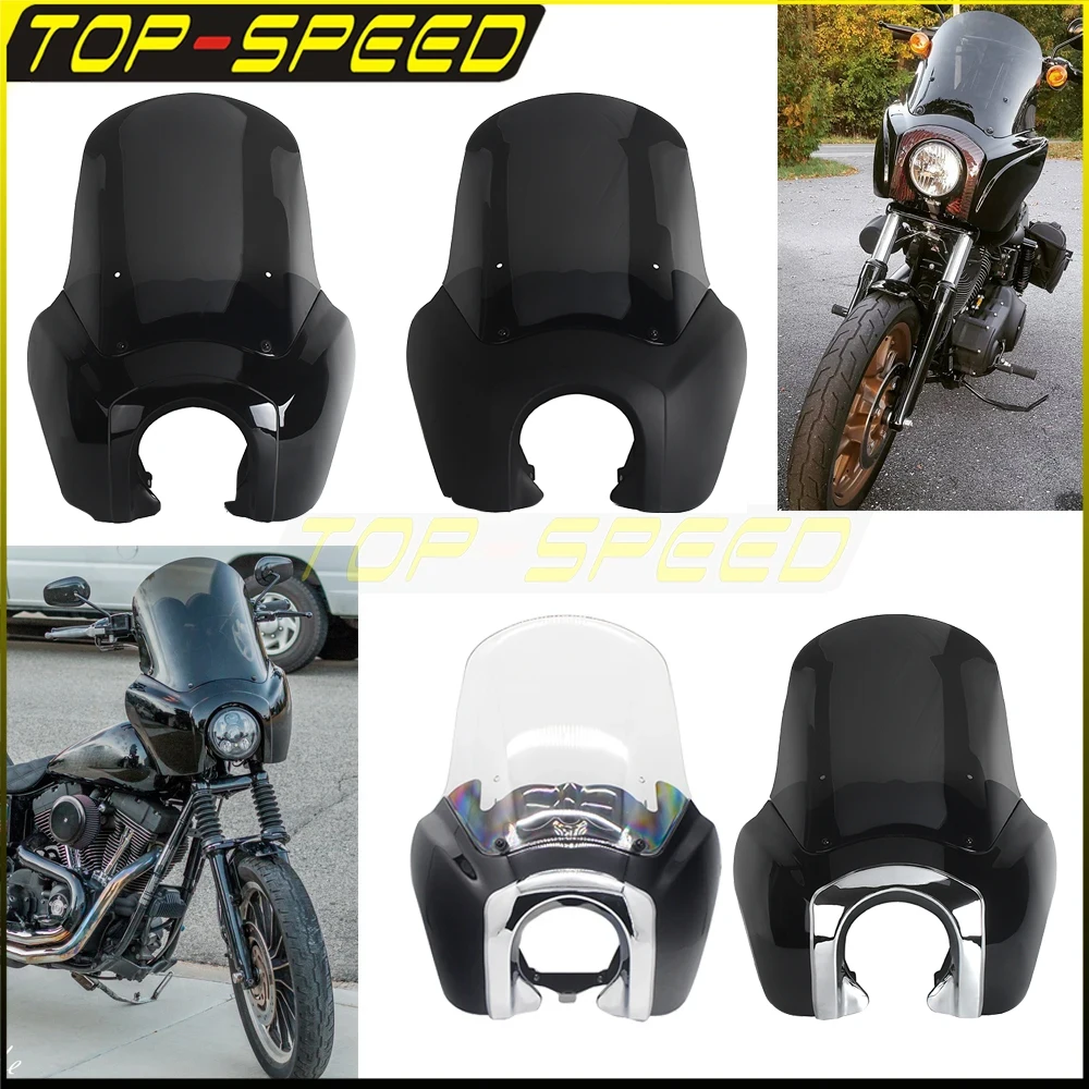 

Club Style Sport Fairing 5 3/4" Inch Head Light Front Lamp Fairing Windshield Mask Cowl for Harley Dyna Street Bob FXD