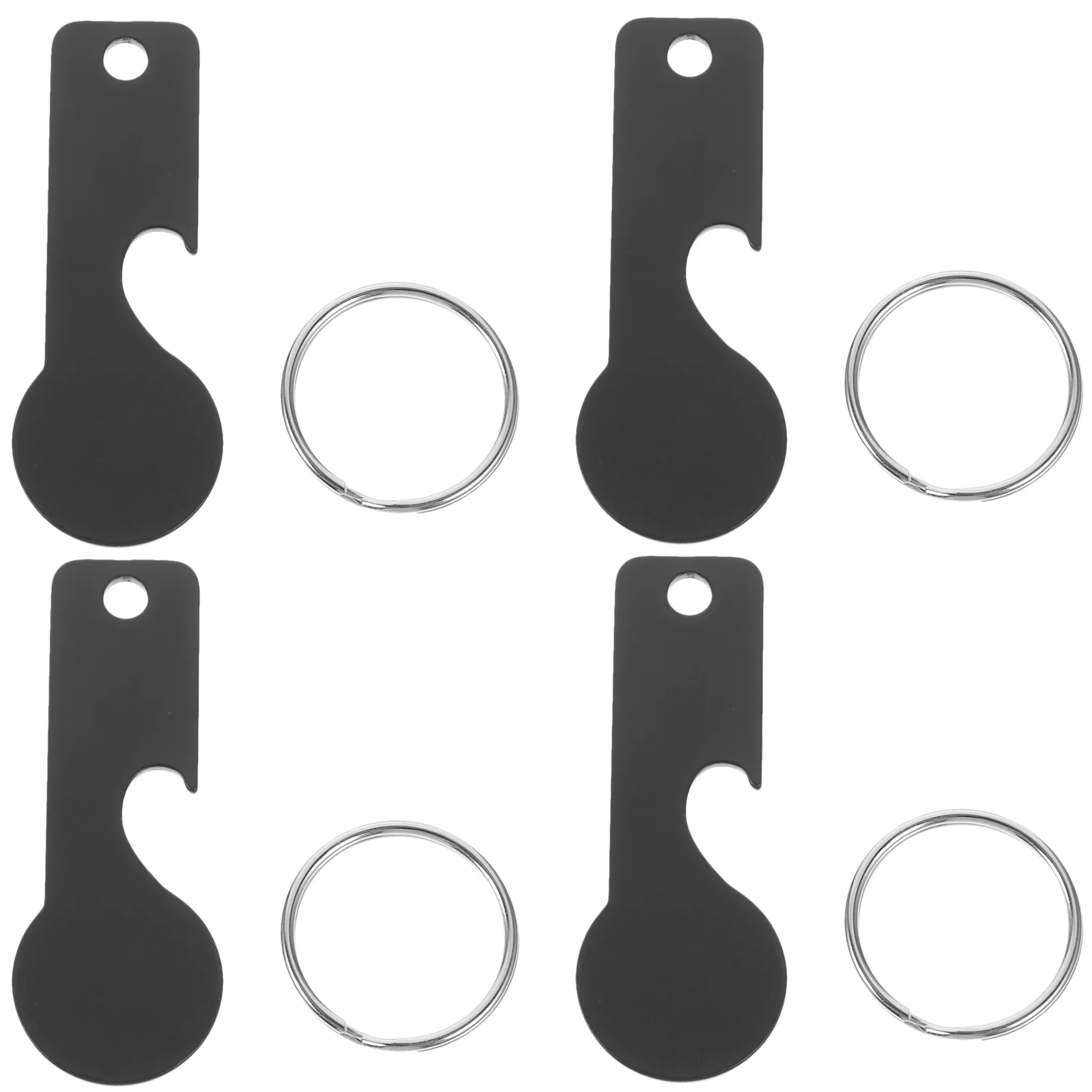 4 Pcs Cart Token Shopping Trolley Openers Key Chain Keychain Stainless Steel Keyring
