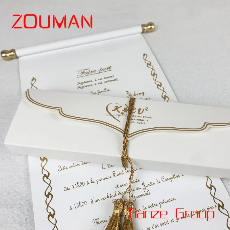 Custom , 2023 Scroll Invitation Card Business Invitation Card Wedding Invitations Luxury with Elegant Box