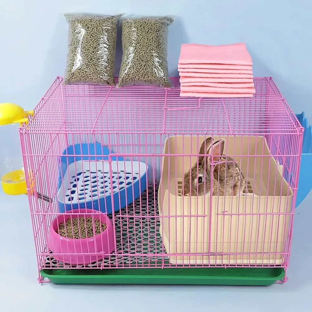 Extra Large Rabbit Litter Box Bunny Toilet with Drawer 50 Pet Toilet Film 25 Toilet Training Pad Cleaning Set Small Pet Box Pan