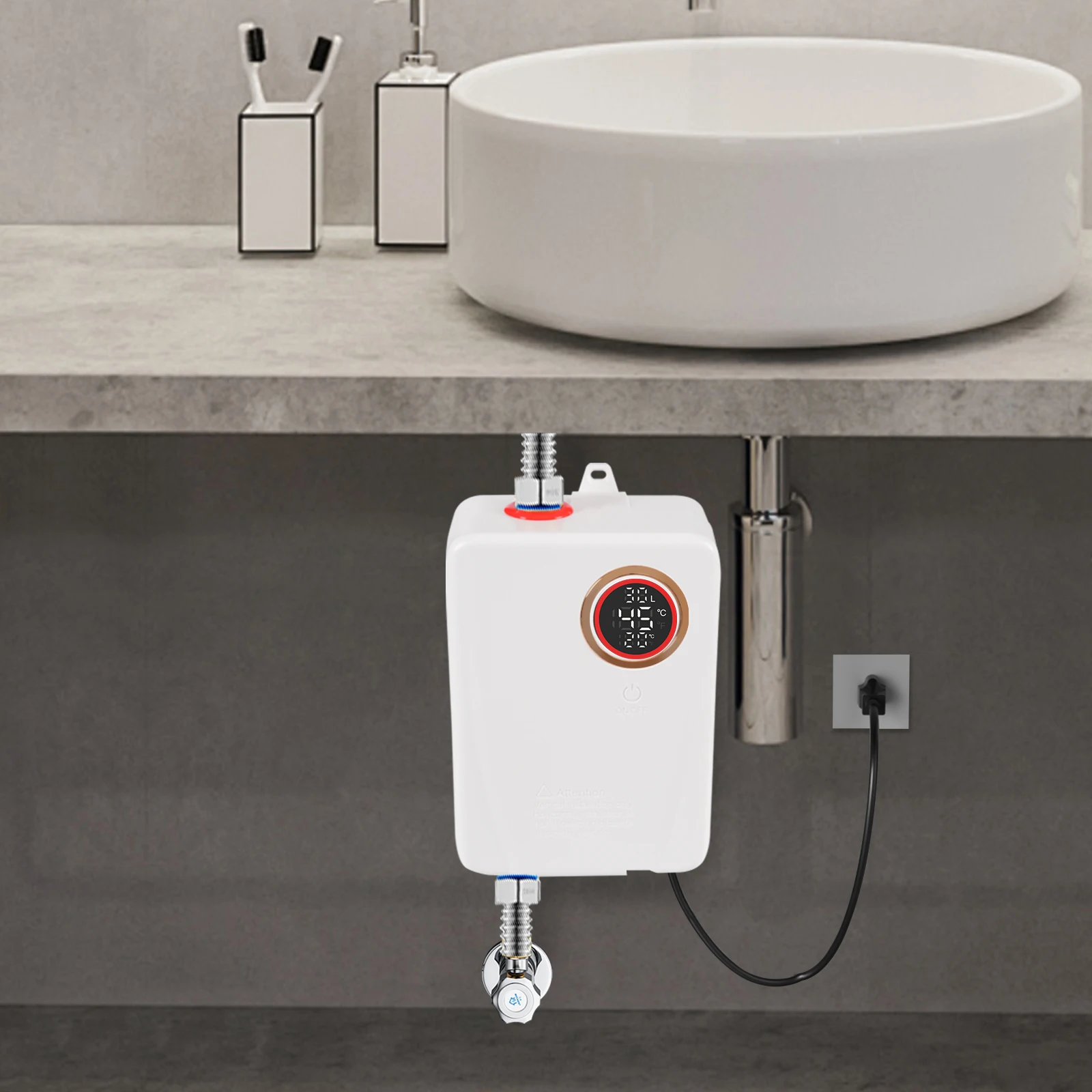 

НОВЫЙ Электрический проточный водонагреватель 3000 Вт (ABS+нержавеющая сталь 304) с ЖК-сенсорным экраном, IPX4