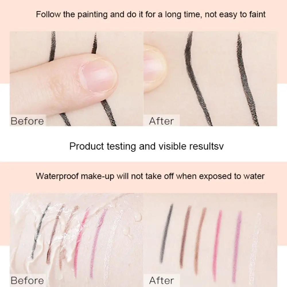 Lápis delineador à prova d'água, sem manchas, gel fosco, caneta delineadora roxa, glitter, champanhe, deitado, bicho da seda, ferramenta de maquiagem para os olhos
