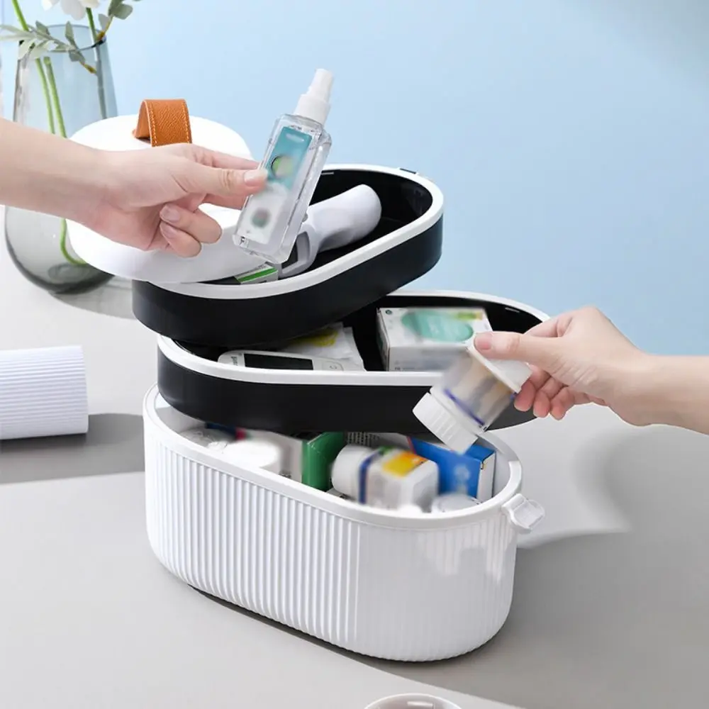 

Creative Rotary Medicine Box 3-Layers with Mini Tablet Box Medicine Cabinet 360° Rotating Household Rotating Desk Organizer