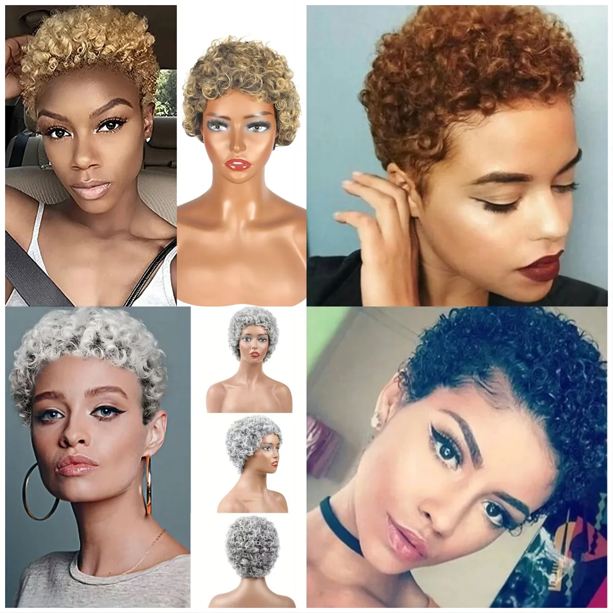 

African small curly hair European and American wig wool short roll chemical fiber wig headgear explosive head