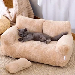 Cat Sofa Bed Pets Nest Comfortable Washable Non-slip Dog Plush Soft Sofa Cushion Removed Winter Warm Cat Bed Sofas Pet Supplies