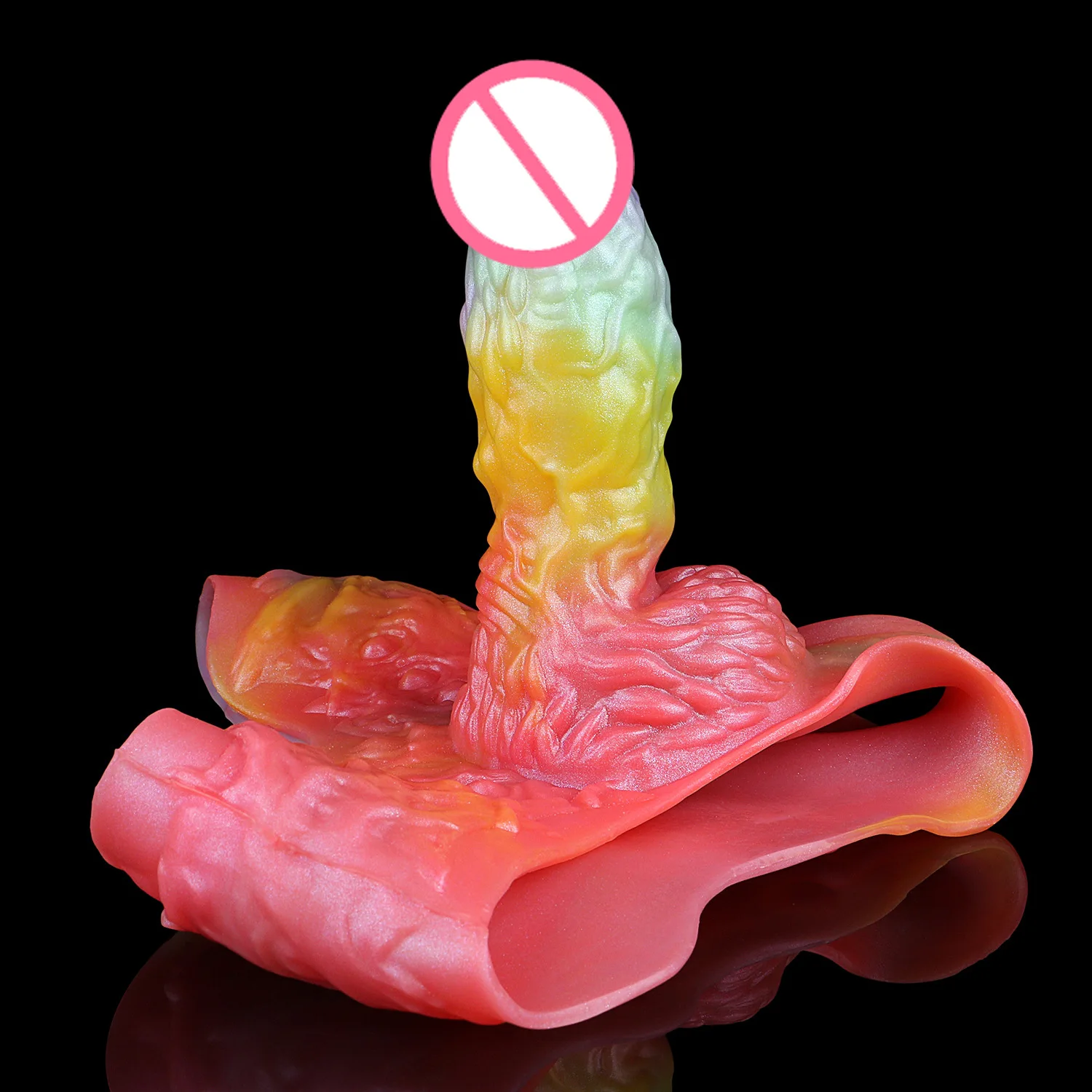 Manchon de pénis creux portable animal réaliste pour hommes – Jouet en silicone liquide plus épais et plus long, trou de 3,5 cm