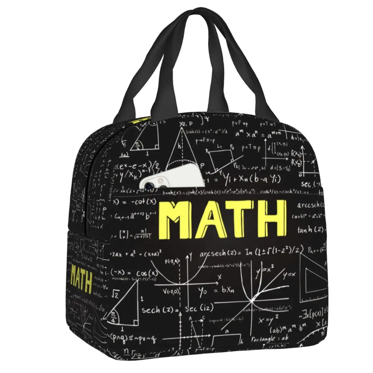 Custom Scientific Math Formulas Lunch Bag Women Cooler Warm Insulated Lunch Box for Children School Work Picnic Food Tote Bags