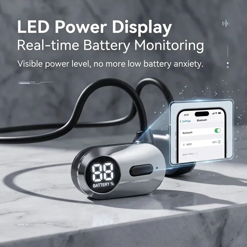 Wireless Over-ear Earphones Bluetooth 5.3 Open Ear Touch Control Battery Level Display Outdoor Sports Running Bluetooth Earbuds