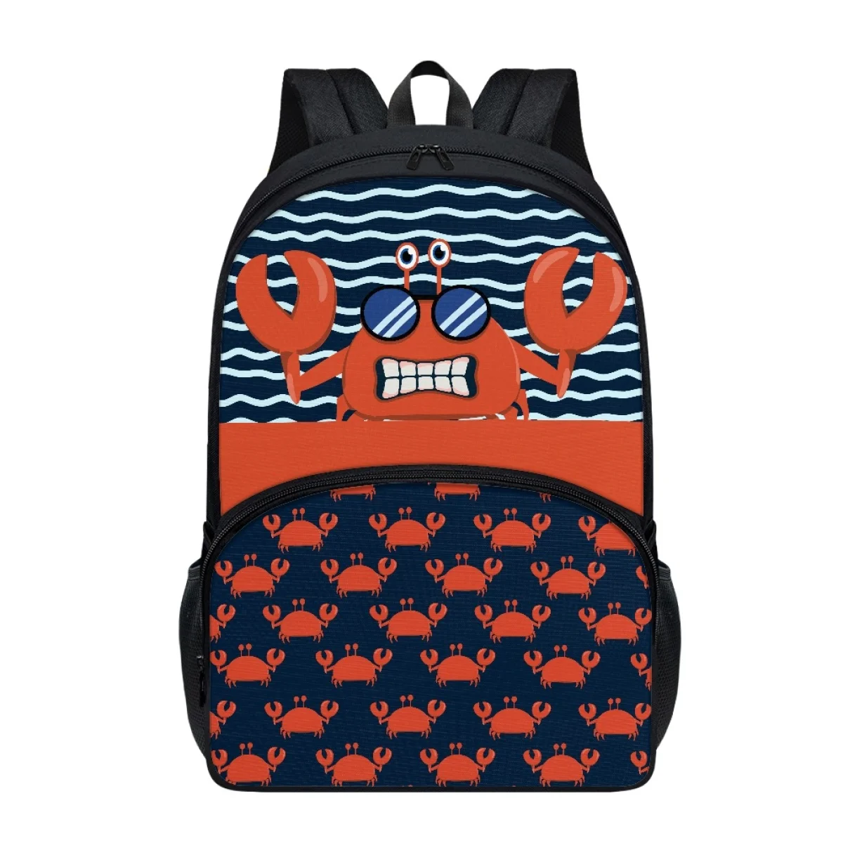 FORUDESIGNS Boys School Backpacks Cartoon Sea Animal Shrimp Design Schoolbags Waterproof Storage Textbook Bookbags Student