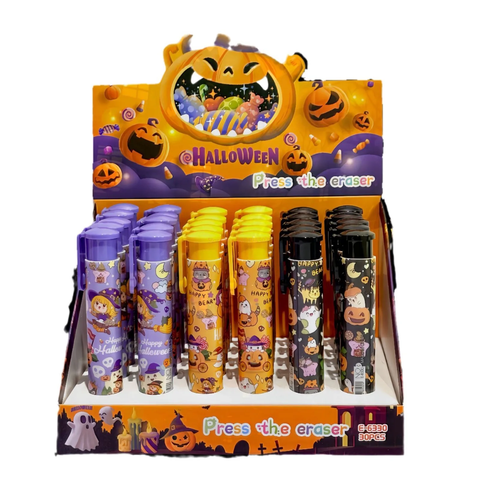 Imagem -06 - Halloween Batom Modelagem Borracha Desenhos Animados de Alto Valor Estudante Suprimentos Papelaria Atacado 30 Pcs