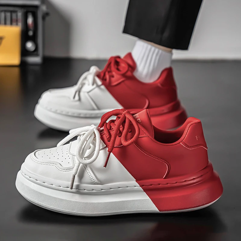 

Original Red Casual Sneakers Men Platform Designer Shoes Man Comfortable Leather Chunky Sneakers Outdoor Men's Skateboard Shoes