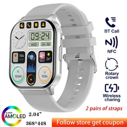 Reloj inteligente AMOLED para hombre y mujer, smartwatch HD con Bluetooth, llamada no invasiva, resistente al agua, con azúcar en la sangre, para Huawei y Xiaomi, 2024