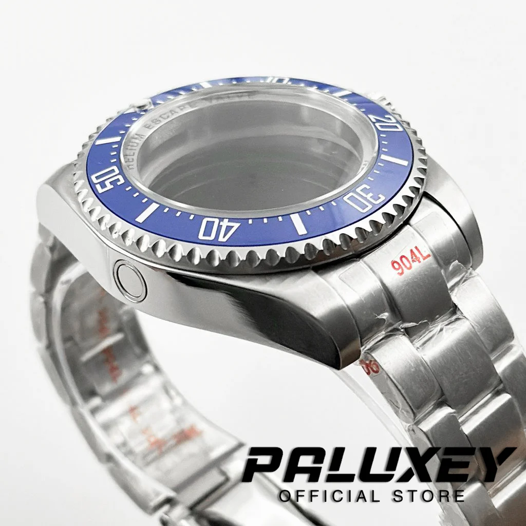 44MM Blue Ceramic Cezel Sapphire Crystal DEEP SEA Homage Big Watch Case With Bracelet Compatible Fit NH35 NH36 NH34 Movement