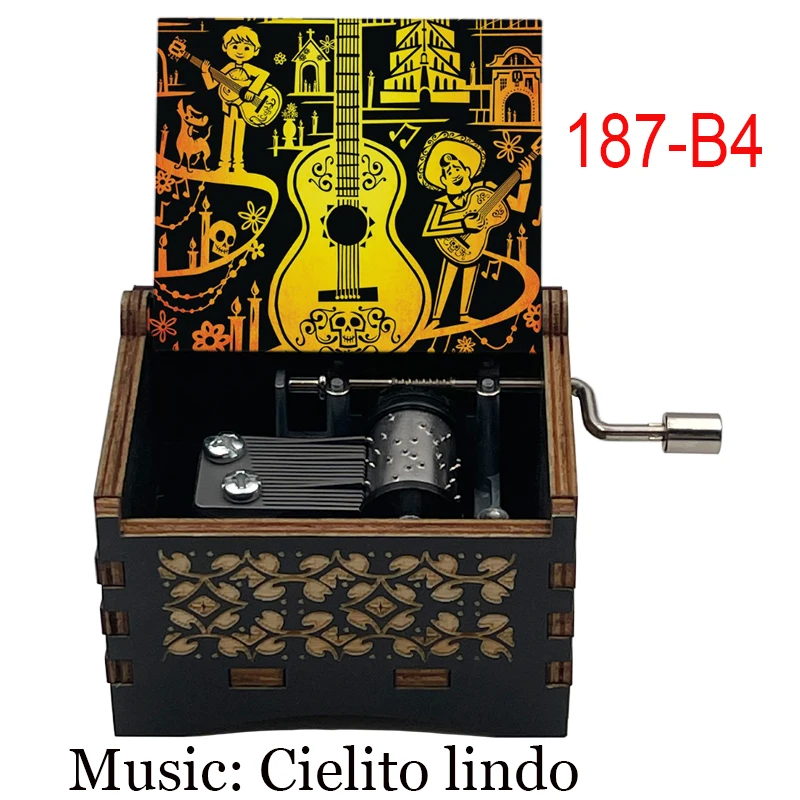 Anime Cielito Lindo Wooden Music Box Mexican Day of the Dead Festival Movie Melody Movement Kids Friend Fans Birthday Party Gift