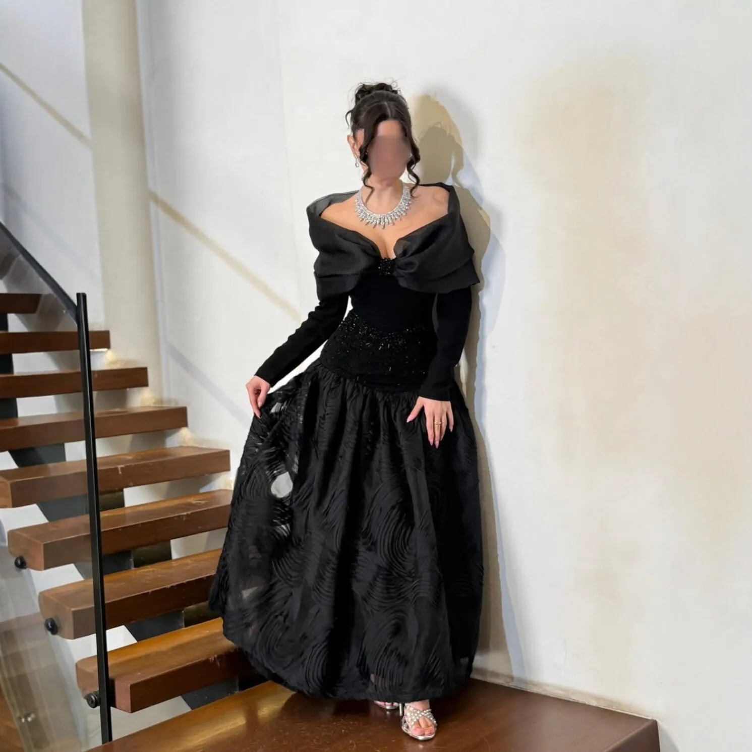 

Women's Off The Shoulder Long Sleeve Tight Slimming High Waist Big Hem Dress Trendy Commute Date Dinner Versatile Slimming Dress