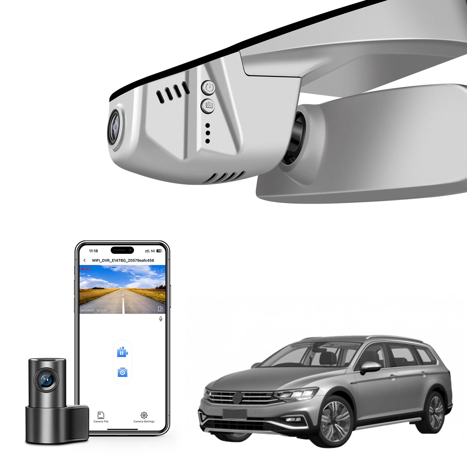 Mangoal 4K Dashcam voor VW Passat B8 Autocamera Recorder 2015-2024 (Model A/B) HD Nachtzicht WiFi APP GPS Dashcam